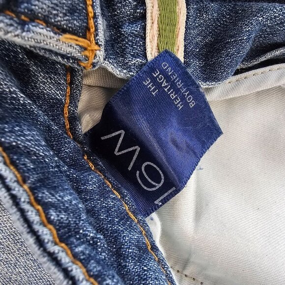 Pilcro Anthropologie Heritage Boyfriend Distressed Blue Crop Jeans Frayed Hem 16 - Picture 8 of 14